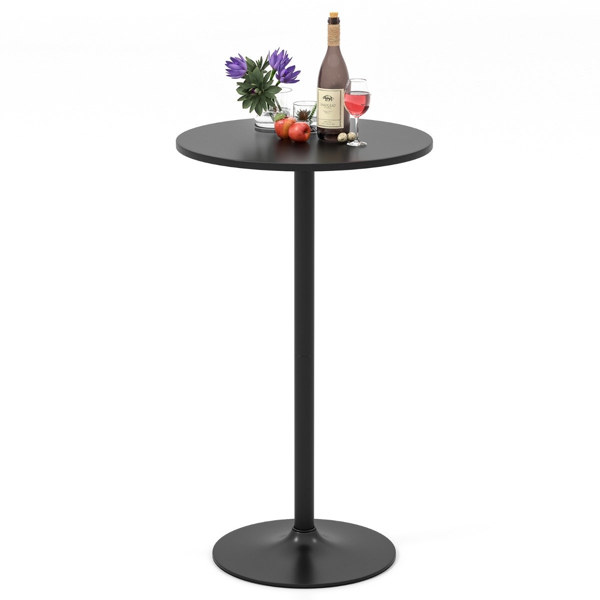 SureDeal® - Eettafel - Ronde Bistrotafel - Bartafel Omvormbaar Salontafel - Bar Eetkamer Restaurant - 60x60x101,5 cm - Zwart