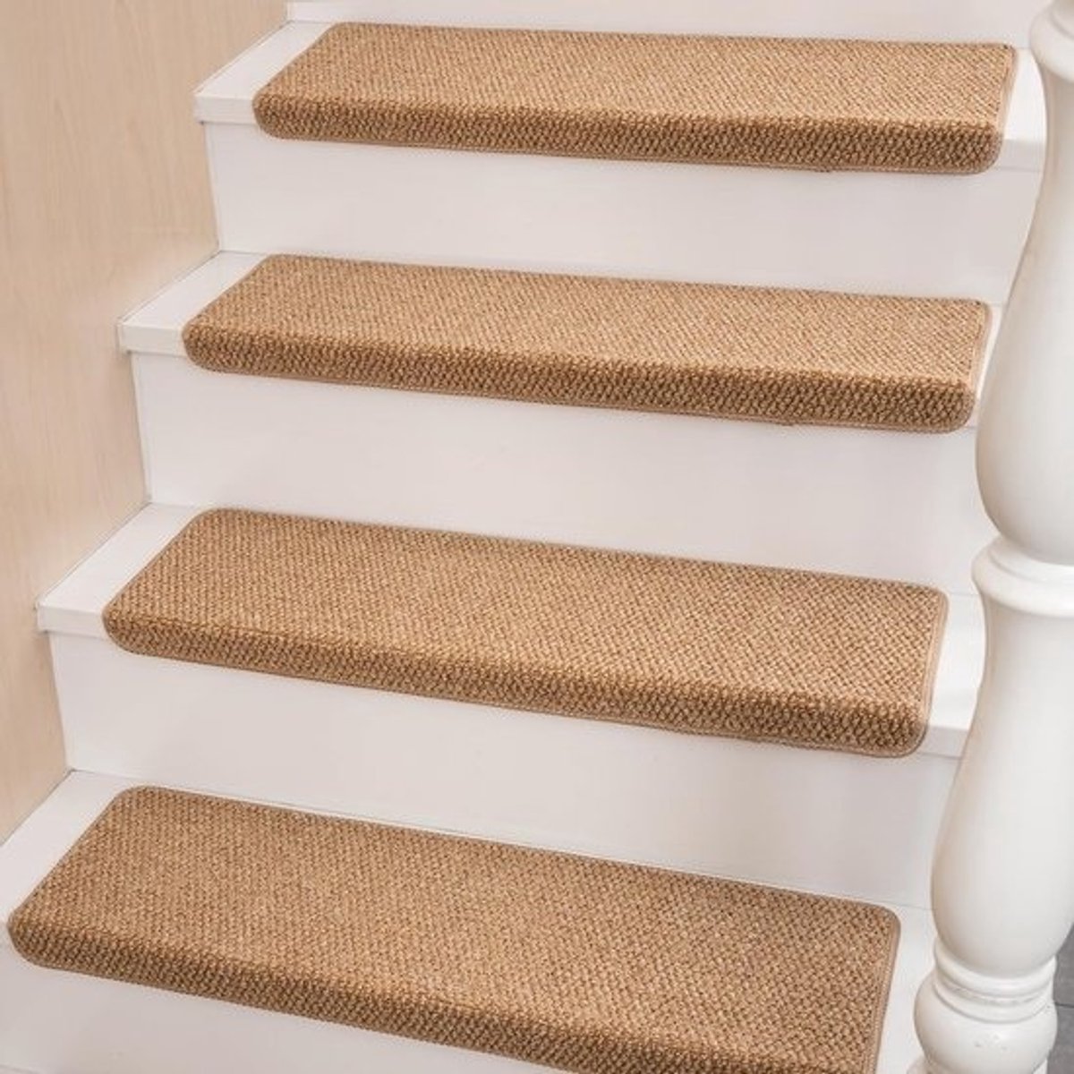 Set van 14 Sisal Bullnose Traptreden met Antislip Binnen - Huisdiervriendelijke en Wasbare Trapbeschermers