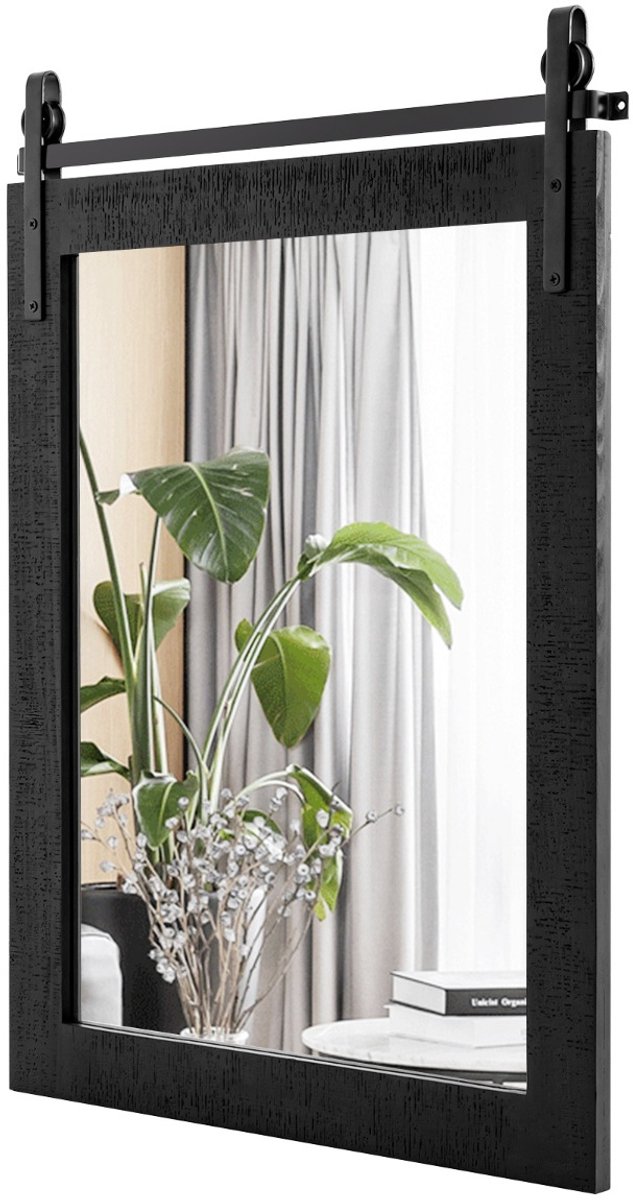 SureDeal® - Wandspiegel - Rechthoekige Spiegel - Houten Rustieke Onbreekbare - 76x56 cm - Donkerbruin