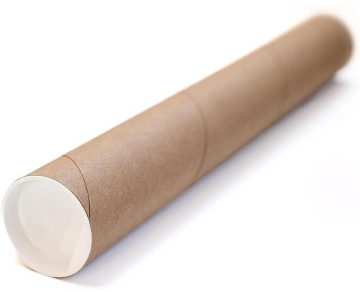 Verzendbuizen met doppen - Kartonnen kokers Posterbuizen - Documenten verzenden - Heavy-duty kraftkarton - 63 cm x 61 cm - Bruin
