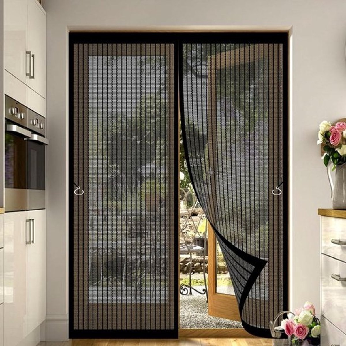 Magnetische Hordeur - Vliegengordijn Zonder Boren - Insecten Buiten Houden - Geruisloze Automatische Sluiting - 120 x 220 cm - Zwart