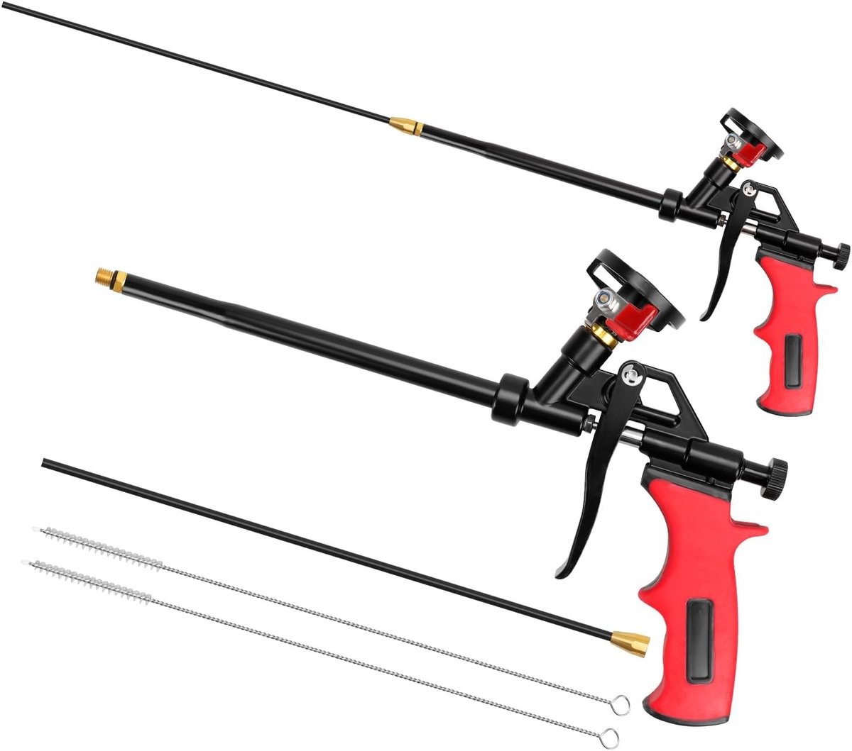 Professionele Schuimspuit met Schakelaar, Set van 2, 63 cm, Ideaal voor Sealen en Opvullen, Duurzaam Metaal, Voor Bouwprojecten en Klussen