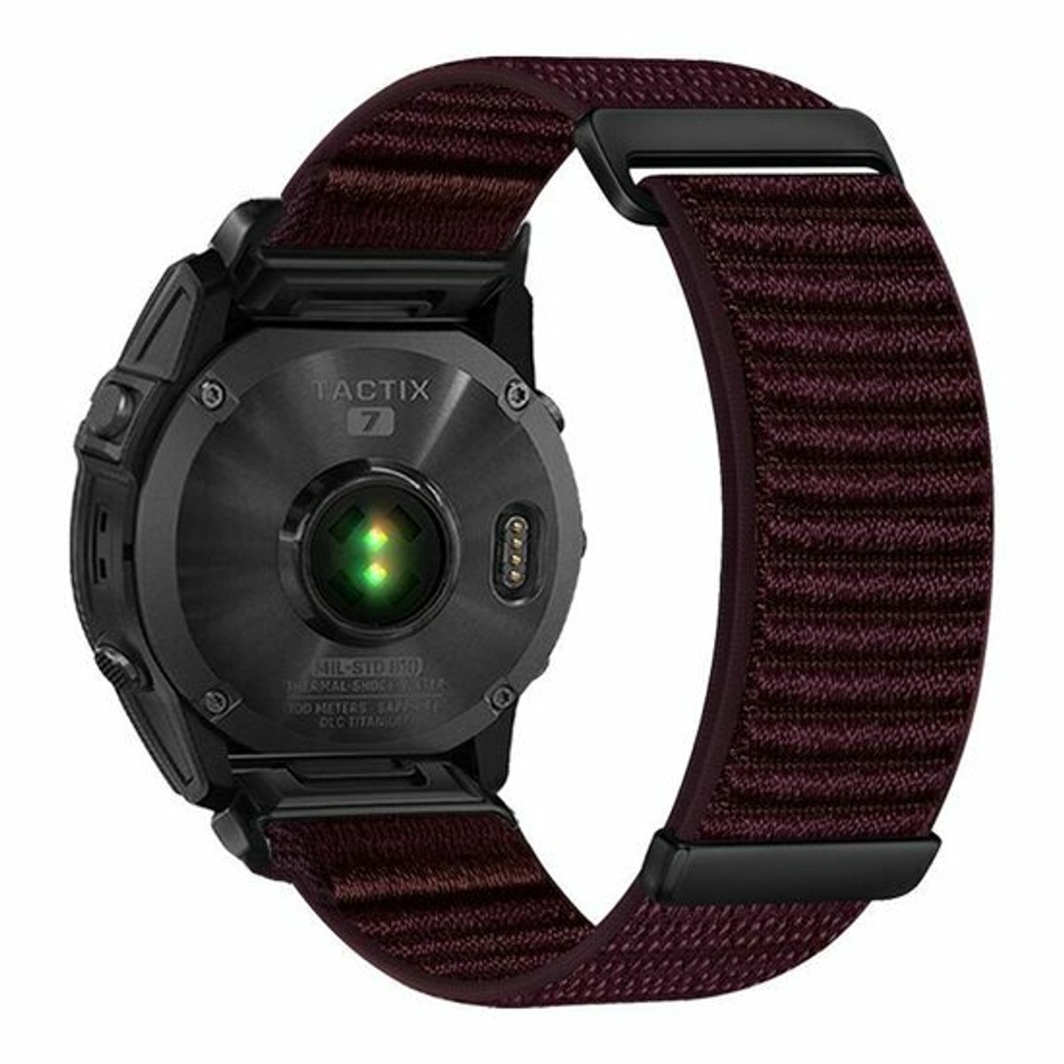 By Qubix - Geschikt voor Garmin bandje - 26mm Quickfit - Nylon Sport Loop bandje - Aubergine - Geschikt voor Garmin Fenix 9 / 9 pro - 51mm