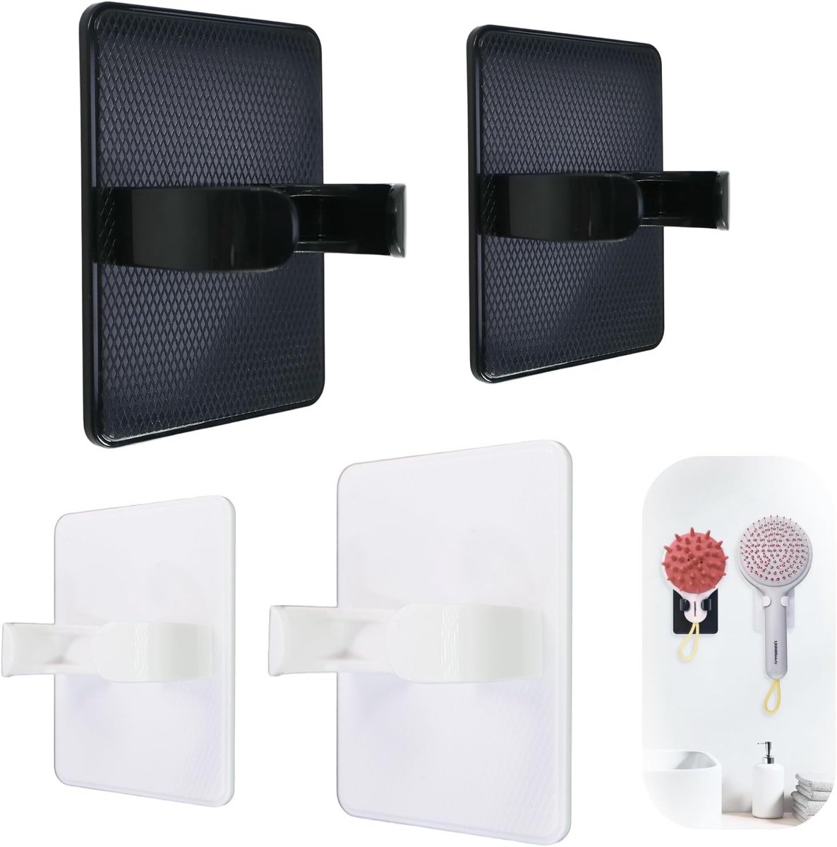 Set van 4 Houder voor Borstels en Kammen, Wandorganizer, Zelfklevend zonder Boren voor Krultang en Haaraccessoires, Verstelbare Organizer met Modern en Elegant Ontwerp