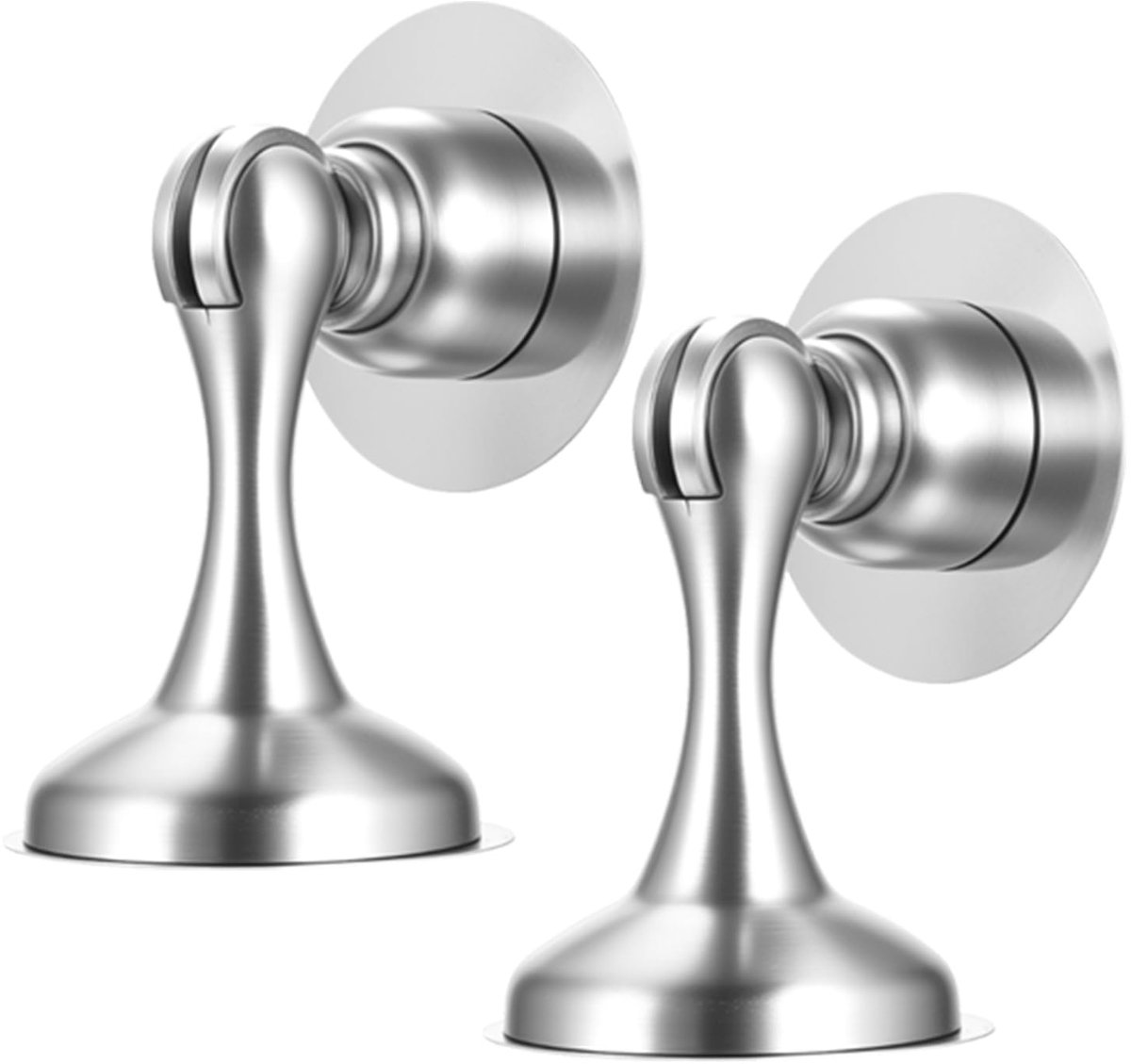 Roestvrijstalen Magnetische Deurstopper - Met Plak- en Schroefbevestiging - 2 stuks