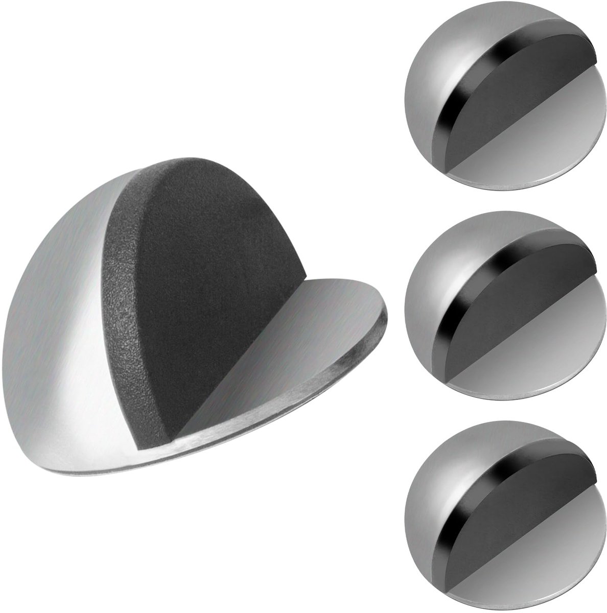 Deurstopper - Zelfklevend RVS - Voor de vloer - Zilver - 4 stuks