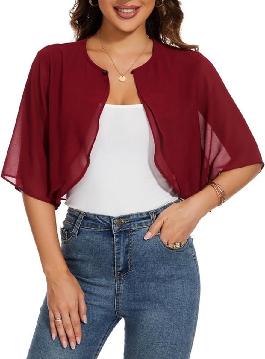 Elegante Korte Bolero voor Dames met Korte Mouwen van Chiffon