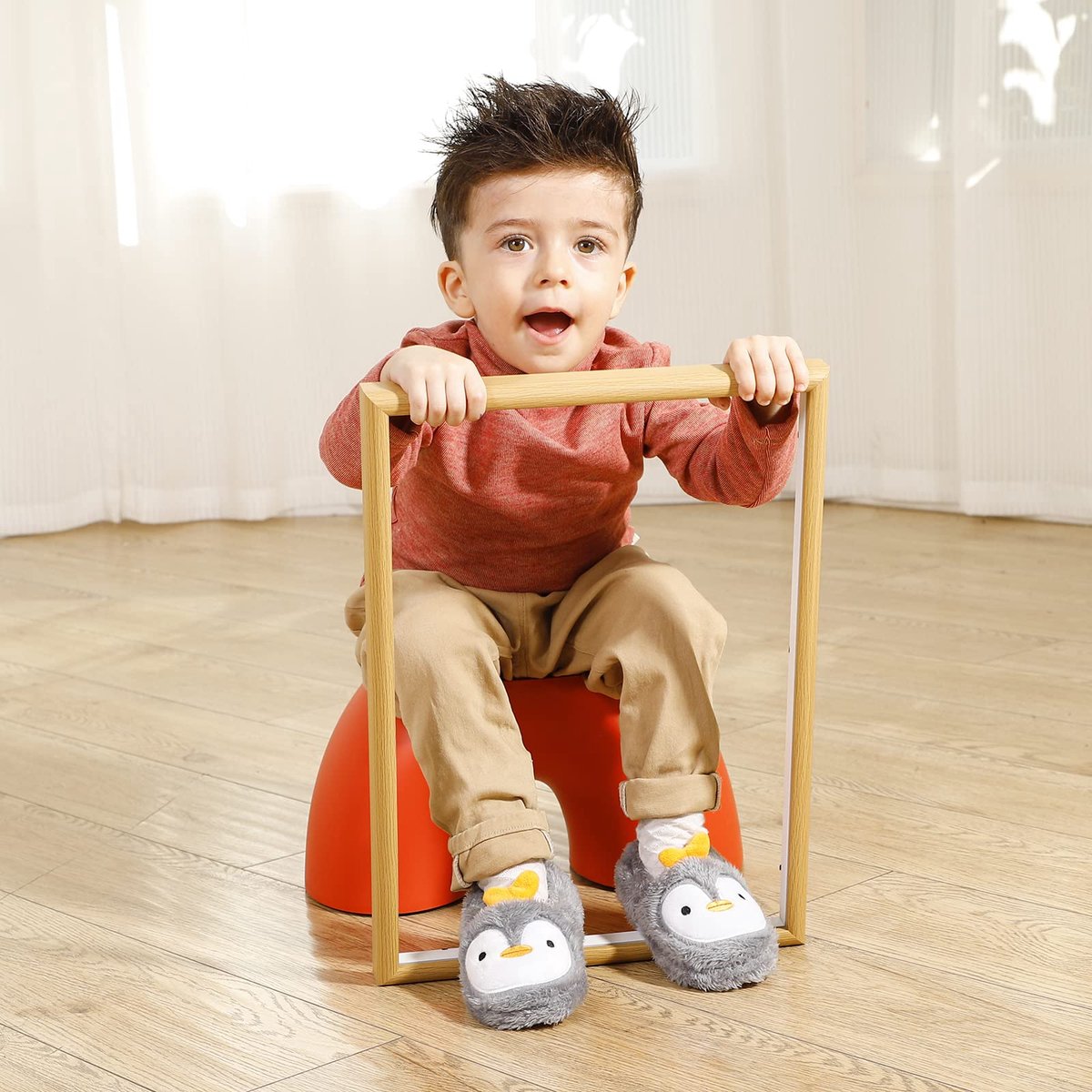 MASOCIO Kindersloffen, schattige cartoon dieren, warme winterpluche, antislip, voor jongens en meisjes, voor thuis - ShopVlot