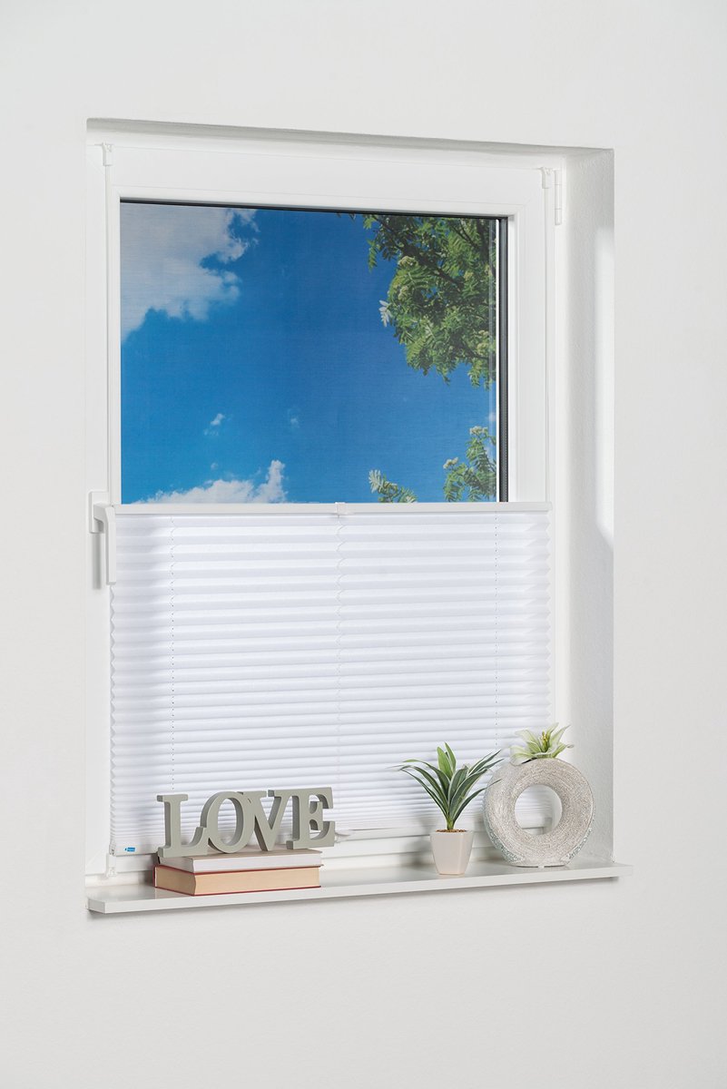K-home 421614-30 Klemmfix-plissé wit 55 x 210 cm (B x L) lichtbescherming +++ moderne Crushed look +++ - ShopVlot