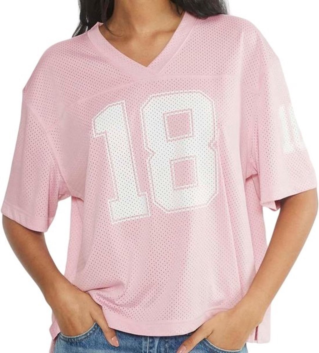 Dames T-shirt met V-hals en grafische print