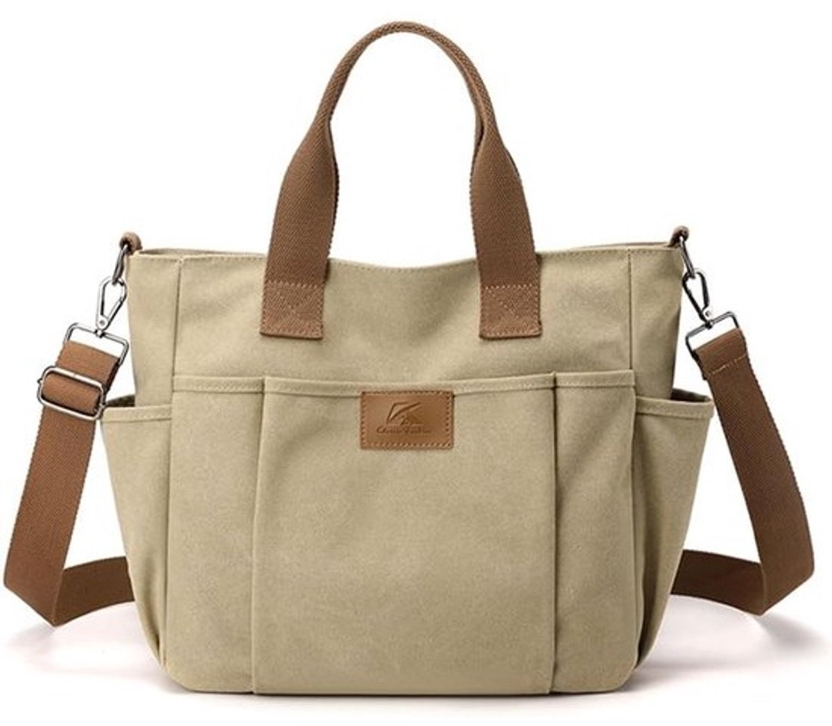 Grote Canvas Schoudertas Dames Tote Handtas Crossbody met Meerdere Vakken