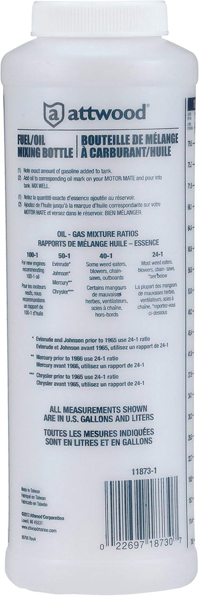 Brandstof Mengfles - Olie Dispenser - Motor Onderhoud - Nauwkeurige Verhoudingen - 32 Ounce - Transparant — afbeelding 4