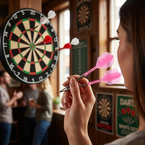 Roze transparant dart flights k flex flights set unisex 6 stuks geïntegreerde shaft flight wings 2BA standaard vorm kunststof van NUVEX — afbeelding 3