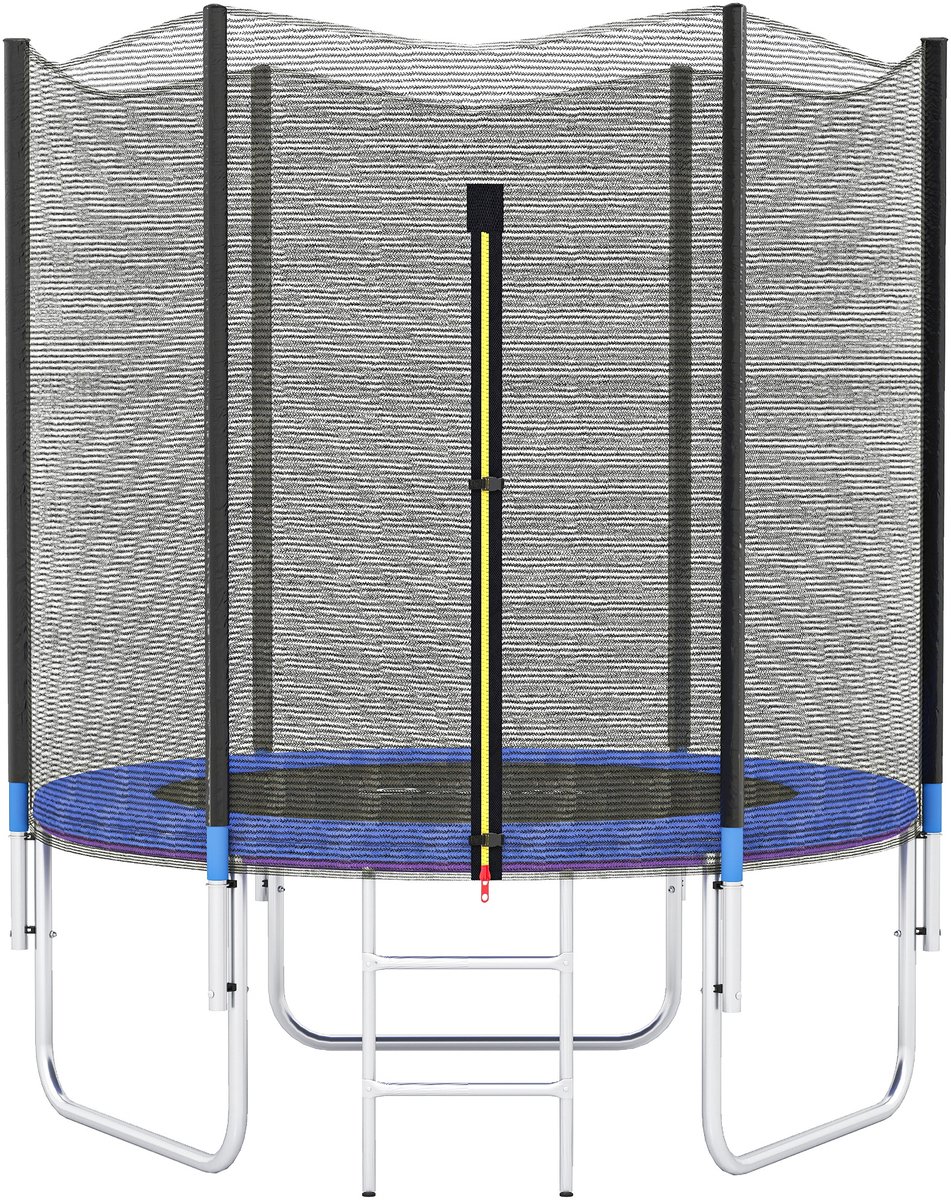 Kindertrampoline voor buiten, met veiligheidsnet, ladder, Ø 180 cm | Gewatteerde palen, tuintrampoline, voor kinderen, jongeren en volwassenen