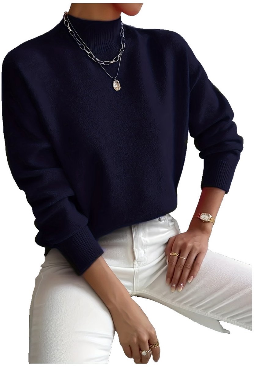 Currero Sweater Dames Sweaters Sweatshirt Hoodie Warme Trui Pullover Jumper Crewneck Vest Donkerblauw