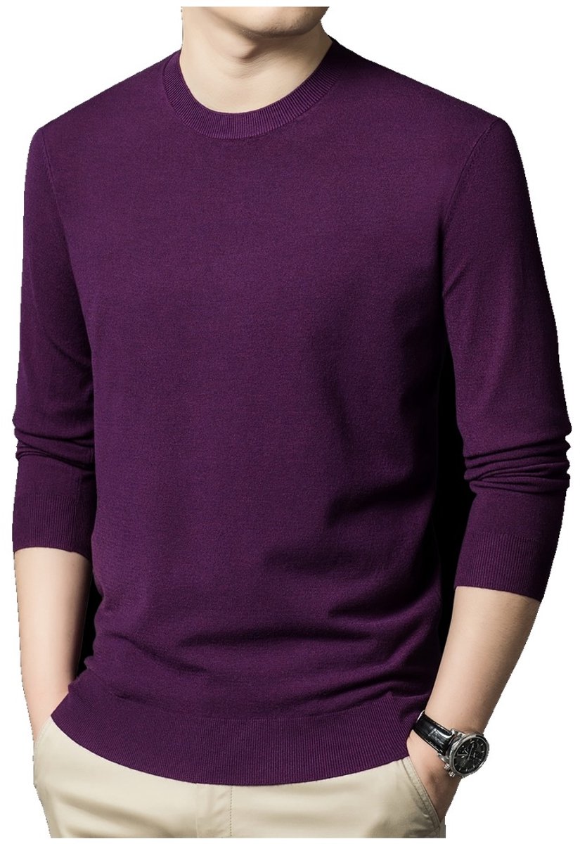 Currero Sweater Heren Sweaters Sweatshirt Hoodie Warme Trui Pullover Jumper Crewneck Vest Paars