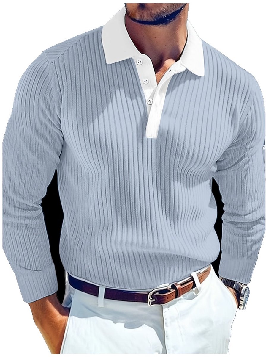Currero Longsleeve Heren Oversized Lange Mouwen Shirt Roundneck Mannen Kleding T-Shirt Poederblauw
