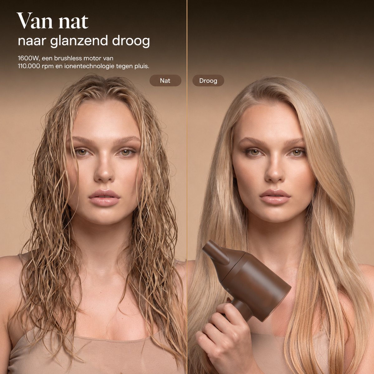 Wellshine Föhn met Diffuser - Ionische Haardroger voor Krullen & Stijl - Haarföhn - Reisföhn - Coolshot - 5 Standen - Incl. 3 Opzetstukken - Sèche Cheveux - Hairdryer - 1600W thumbnail 4