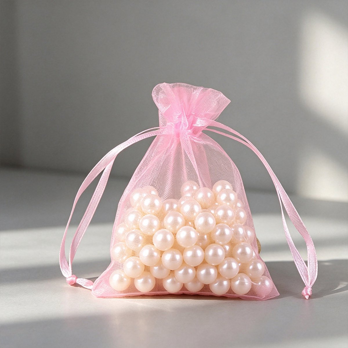 Verpakking van 50 geschenkzakjes, geschikt voor bruiloften, netverpakkingen voor sieraden.-roze-10*12cm