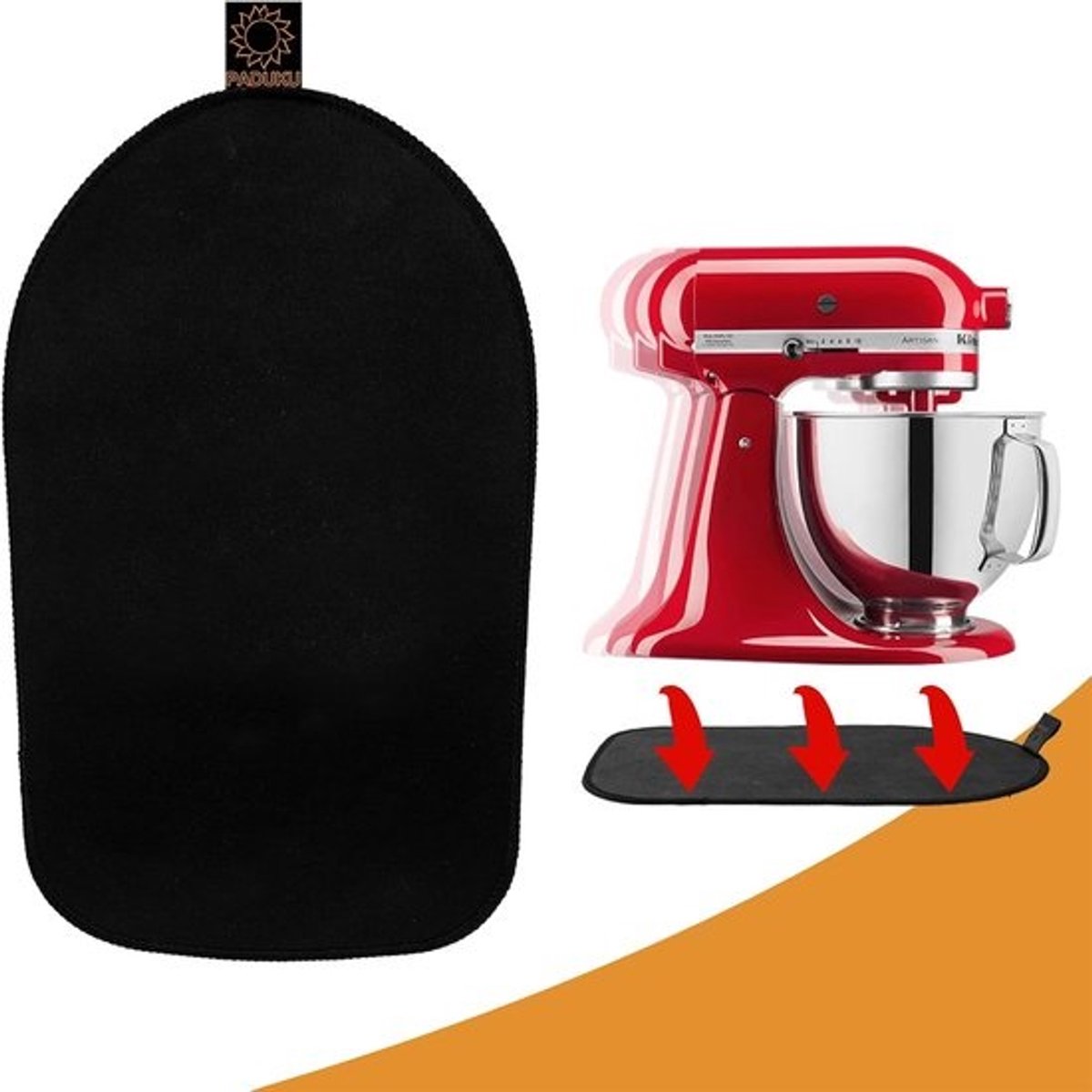 Keukenmachine Glijplank - Mixer Onderstel - Apparaat Verplaatsen - Duurzaam Rubber Materiaal - 34 x 21 cm - Mat Zwart