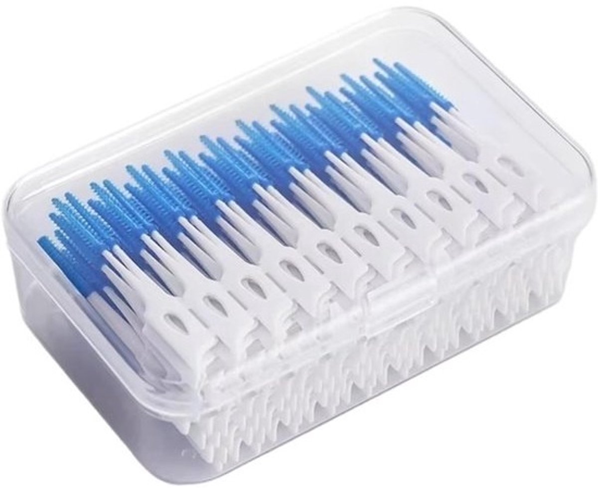 Interdentale Borstels - Tandenstokers Borstel - Orale Reiniging - Zachte Siliconen - 200 Stuks - Blauw