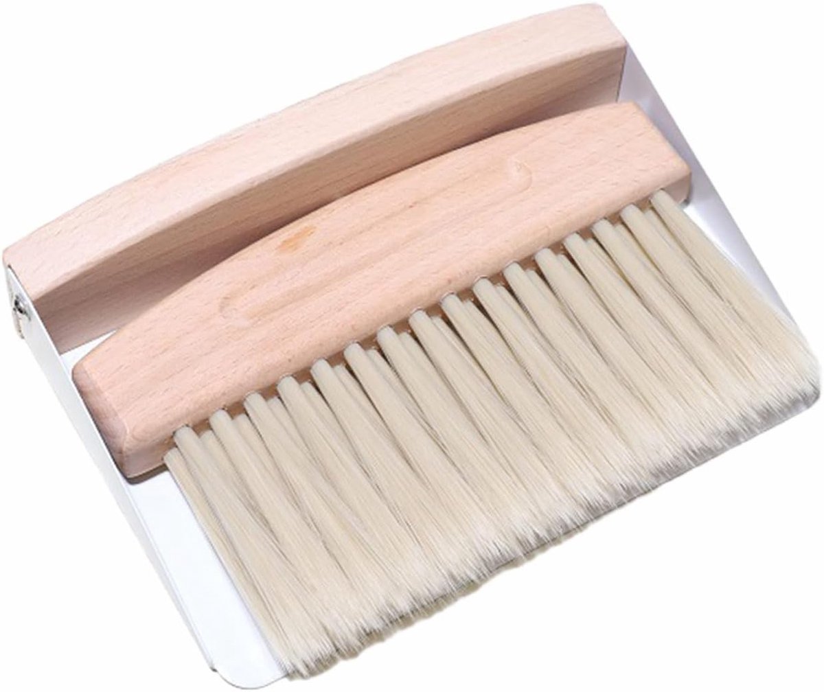 Set van 2 Mini Handvegers met Schep, Ideaal voor Tafels, Keukens en Eetruimtes, Hout en Metaal, Crumb Brush