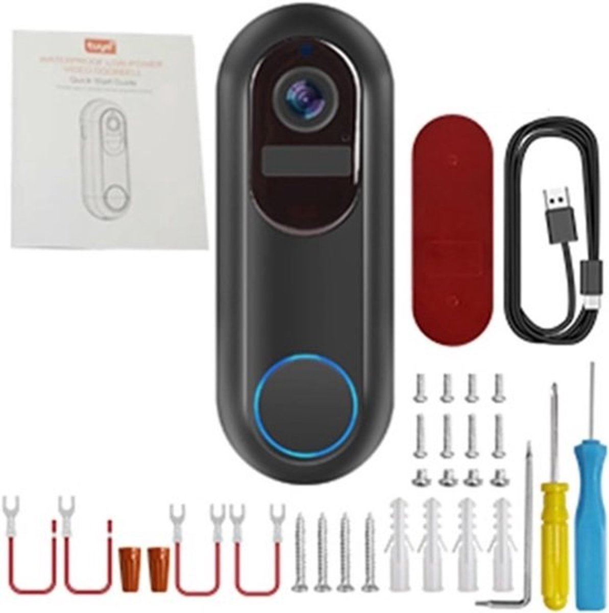 Slimme Deurbel Camera - Videodeurbel WiFi - Woning Beveiligen - Waterdicht Nachtzicht - 1080P FHD - Zwart