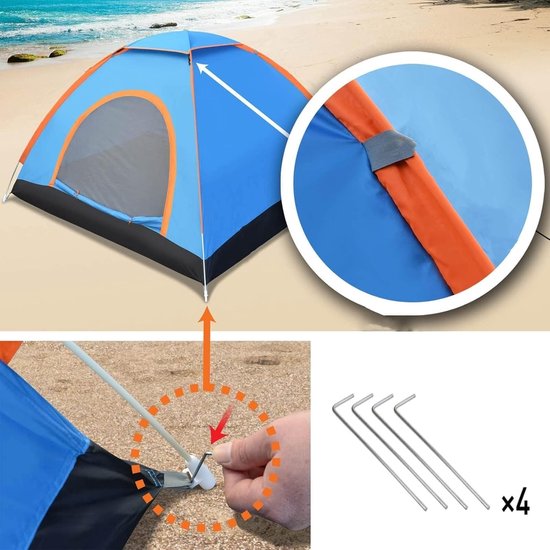 Waterdichte Pop-up Tent voor 2 Personen, Automatische Ultralichte Tent voor Buiten, Perfect voor Kamperen, Strand en Wandelen — afbeelding 2