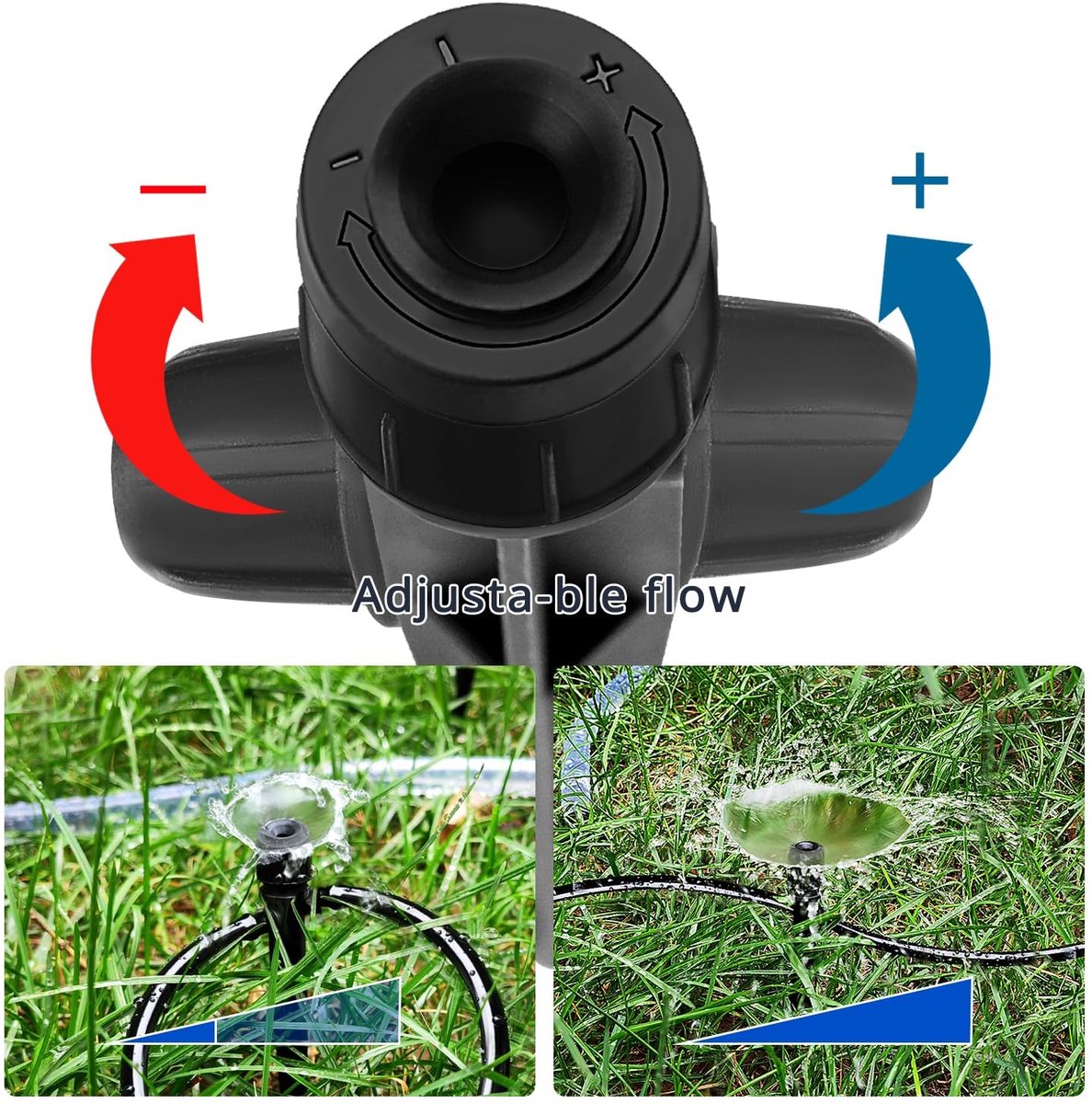 18 Stuks Verstelbare 360 Graden Waterflow Drippers met Vergrendelstang voor 1/4 Inch Slang, Drip Irrigatie Emitter Sprayer voor Tuinirrigatie en Plantenverzorging