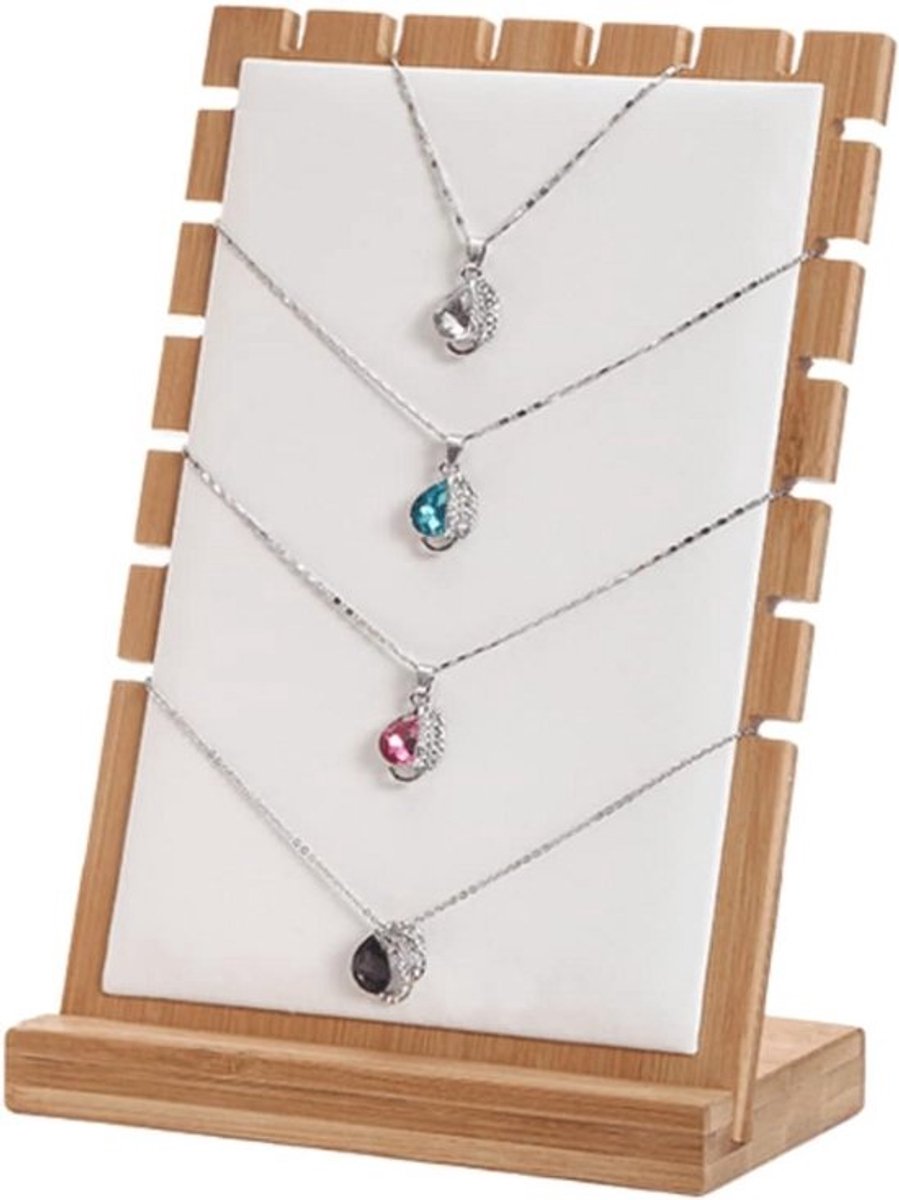 Houten Standaard voor het Tonen van Halskettingen en Sieraden