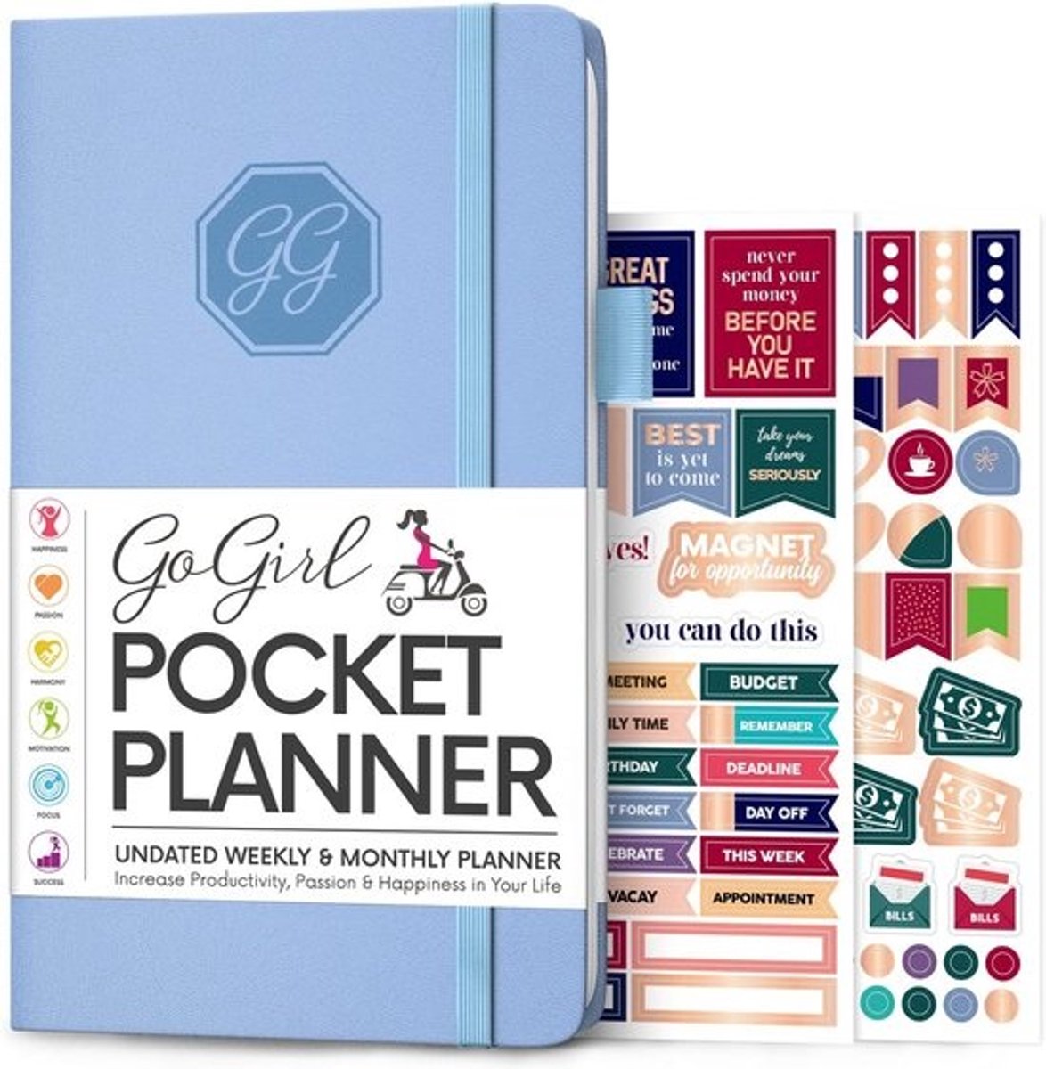Pocket Weekplanner en Agenda voor Vrouwen - Ongedateerd Dagboek voor Doelen en Tijdmanagement (Lichtblauw)