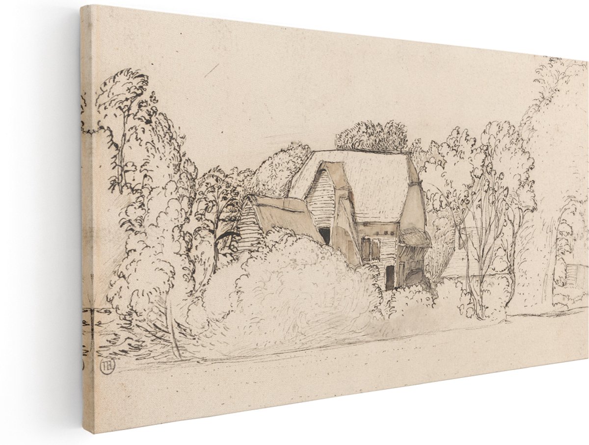 Artaza Canvas Schilderij Landschap - 180x90 cm - Groot - Wanddecoratie Boerderij Bomen - Muurdecoratie Landelijk - Schilderijen Op Canvas Natuur