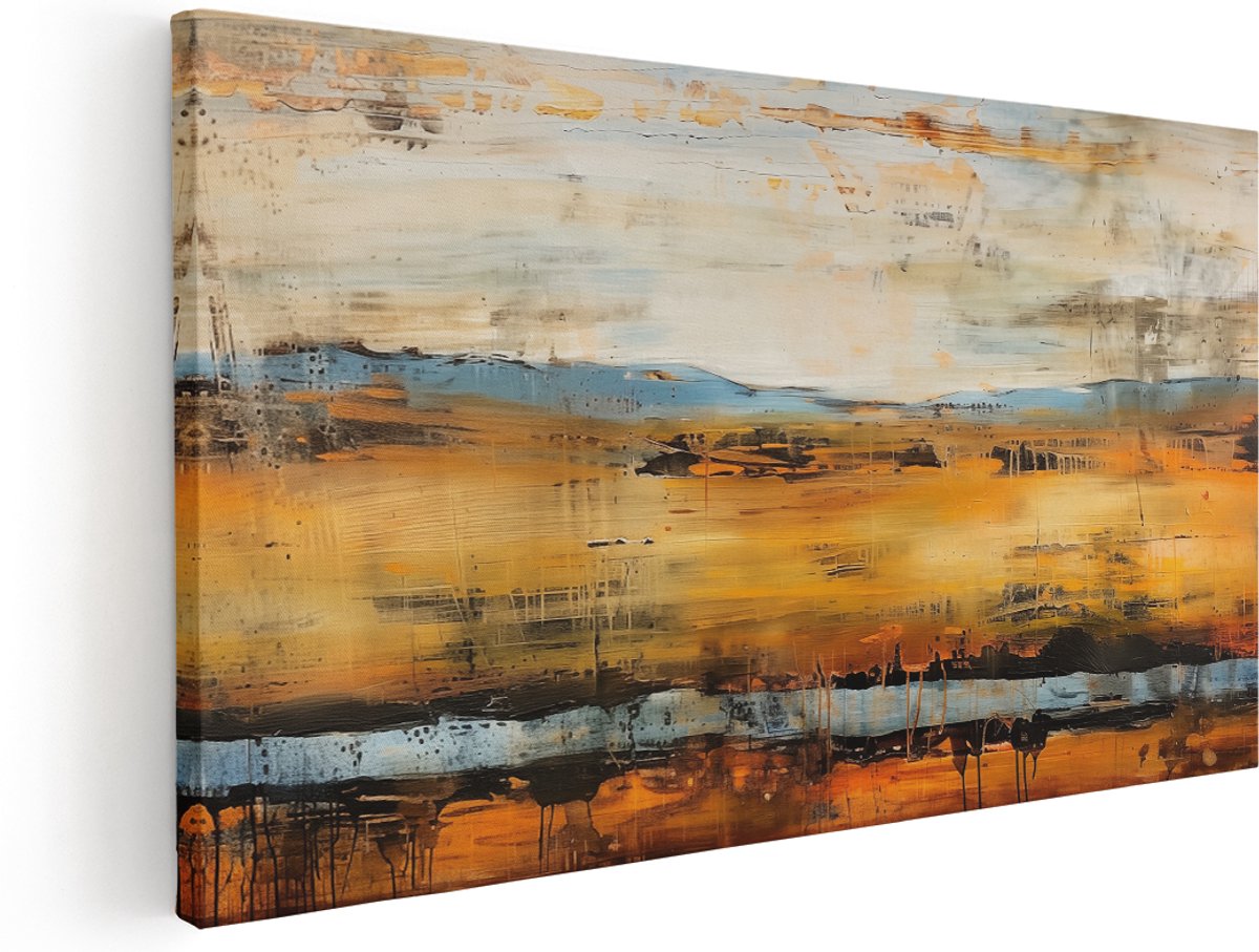 Artaza Canvas Schilderij Abstract Landschap - 180x90 cm - Groot - Klein - Wanddecoratie Woonkamer - Schilderijen - Muurdecoratie