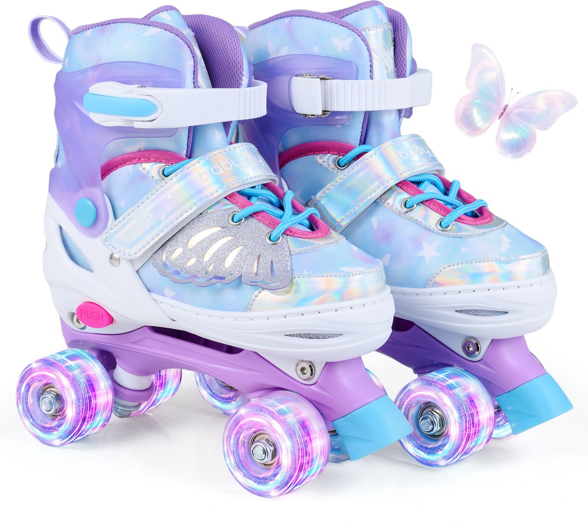 SureDeal® - Sportspeelgoed - Verstelbare Rolschaatsen - Verlichte Wielen Kinderrolschaatsen - 35x11x28 cm - Blauw
