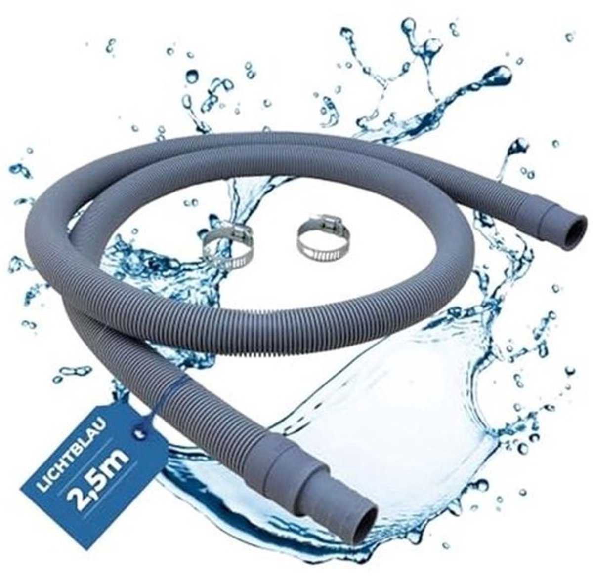 Afvoerslang Verlenging 2,5 m voor Wasmachine en Vaatwasser - Complete Set met Slangklemmen - Universeel Bruikbaar