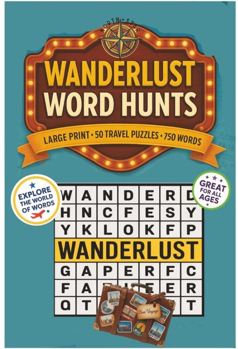 Groot Letter Woordzoeker Reisboek - 50 Puzzels met 750 Reisthema Woorden