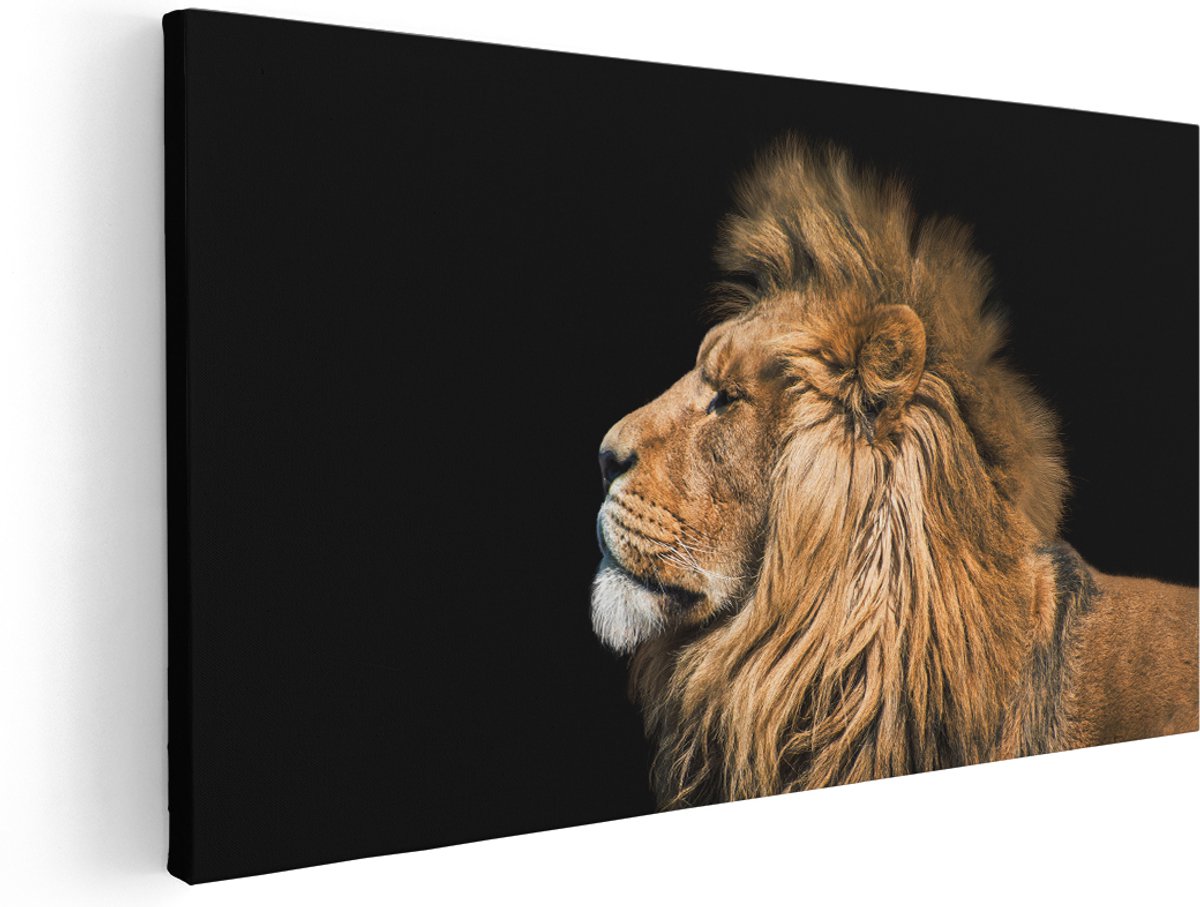 Artaza Canvas Schilderij Leeuw - 180x90 cm - Groot - Wanddecoratie Woonkamer - Schilderijen - Muurdecoratie