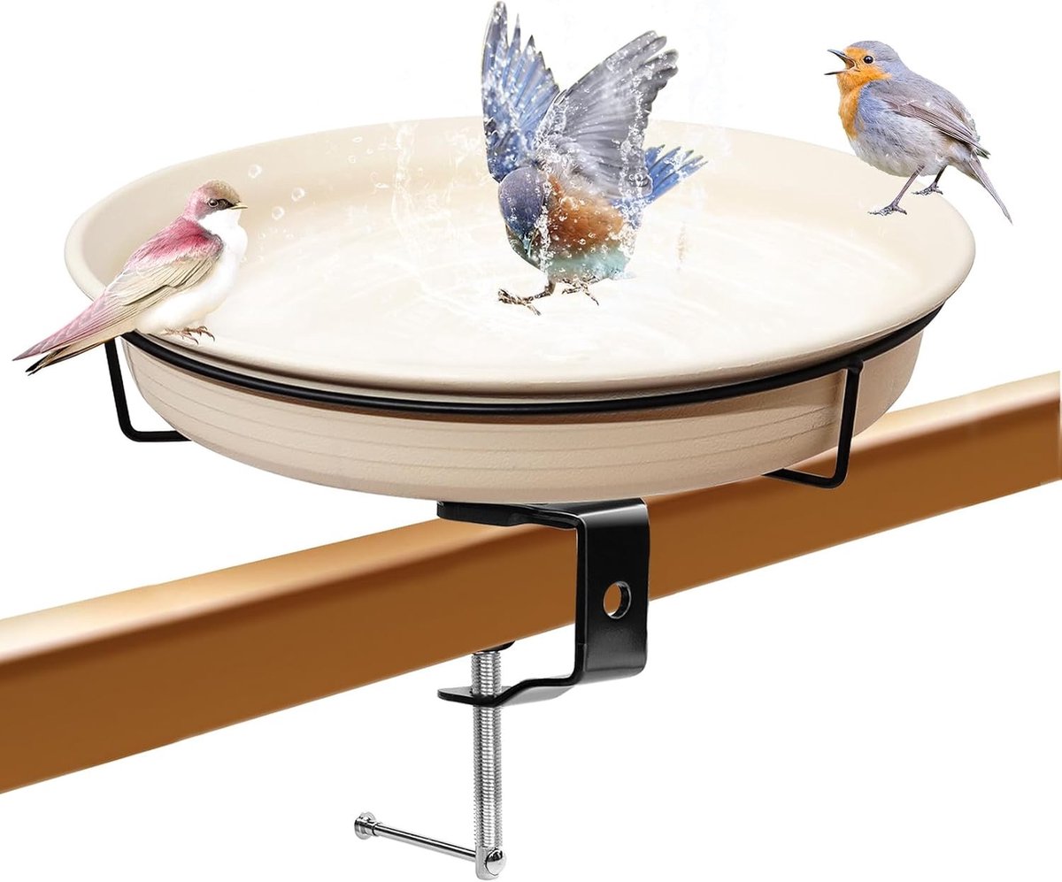 Verwijderbare Vogelbad Kom voor Buiten met Stevige Klem, Ideaal voor Tuin en Vogelvoedering, Aantrekkelijk voor Vogels en Tuinleven