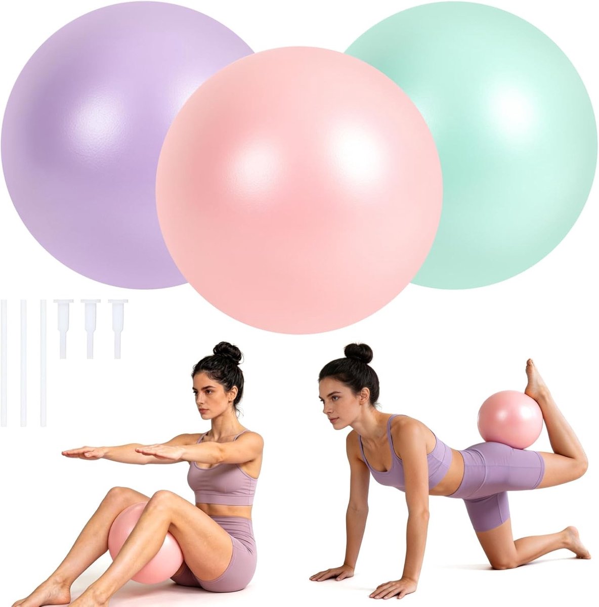 Set van 3 Pilatesballen van 25 cm - Antislip Fitnessballen voor Yoga, Fysiotherapie en Balanstraining