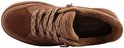 Bruine Skechers damessneakers, van bovenaf gezien, met suède en mesh.