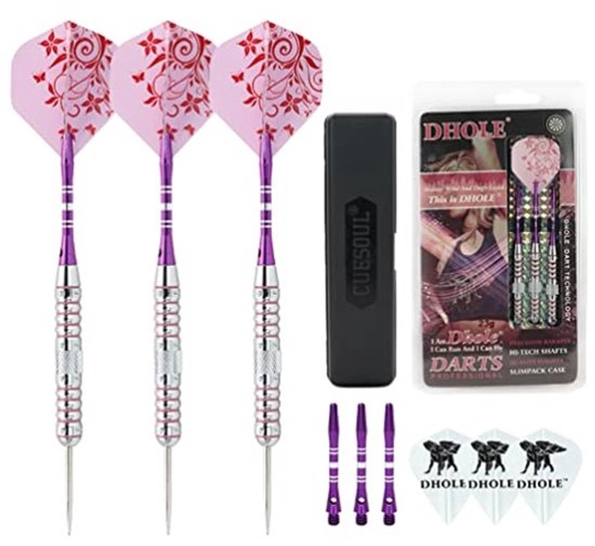 Roze Darts voor Dames 23g met Stalen Punt - Darts Set met 2 Gewichten