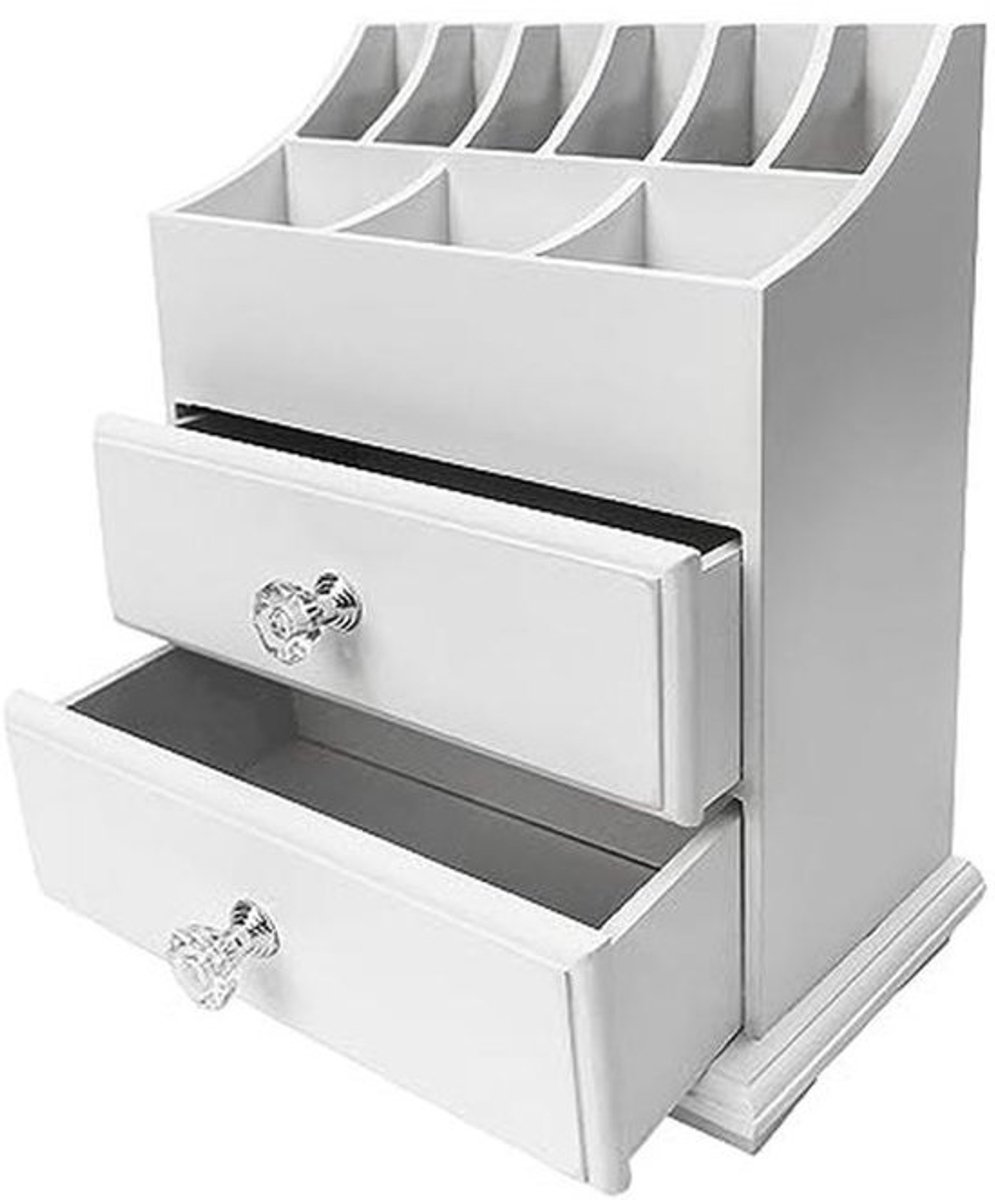 Witte Houten Cosmetica Organizer voor Make-up en Beauty Accessoires