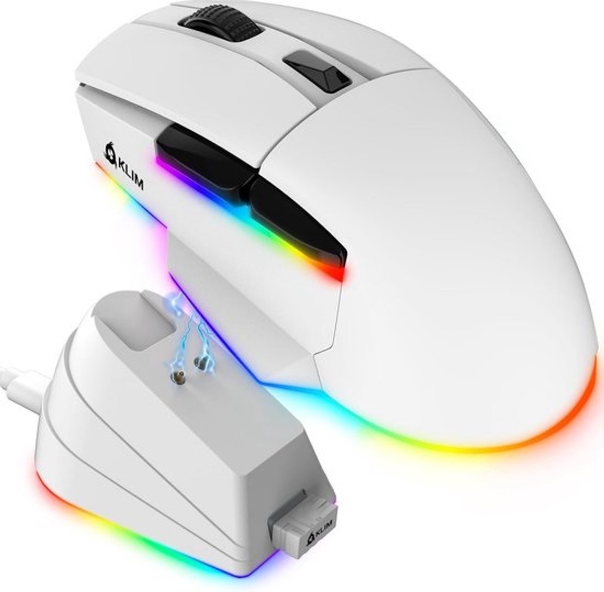 RGB Oplaadbare Draadloze Gaming Muis met Oplaadstation - Tot 12000 DPI - Compatibel met PC, PS5, PS4, Mac - Duurzame Batterij