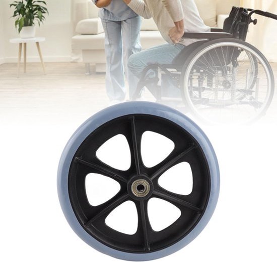 Rolstoel Voorwiel - Loopwiel Rubber - Mobiliteit Verbeteren - Duurzaam Rubber Materiaal - 8 Inch Diameter - Grijs — afbeelding 3