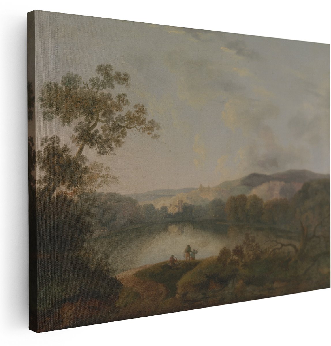 Artaza Canvas Schilderij Natuur - 160x120 cm - Groot - Wanddecoratie Landschap Meer - Muurdecoratie Vintage - Decoratie Oude Meesters - Kamer Accessoires