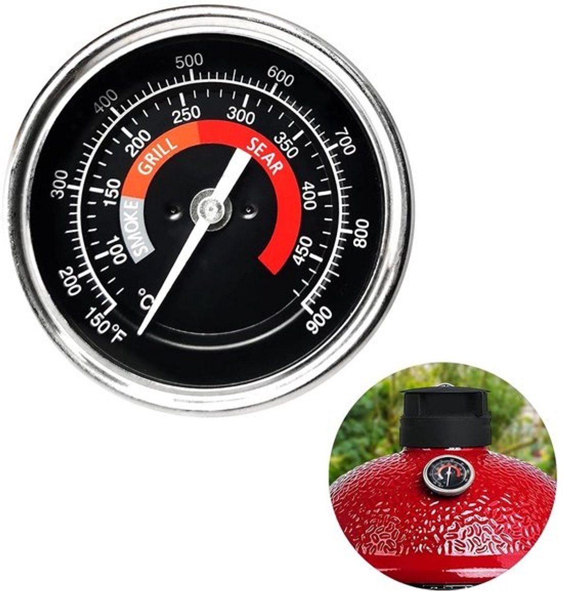Roestvrijstalen Grillthermometer met Schroefdraad - Waterdichte BBQ Keramische Kamado Temperatuurmeter