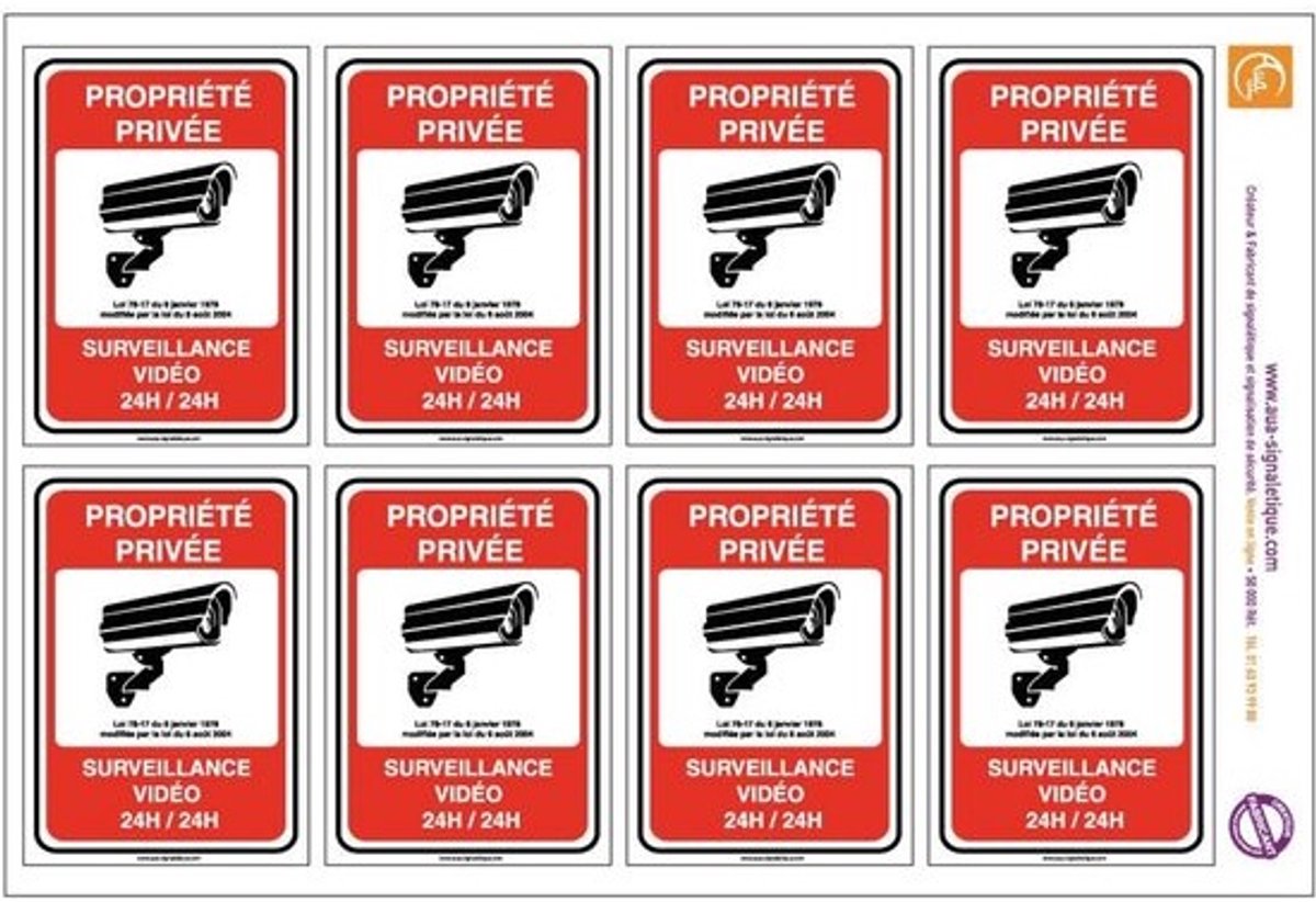 Set van 16 Camerabewaking Stickers: Particulier Eigendom onder Toezicht