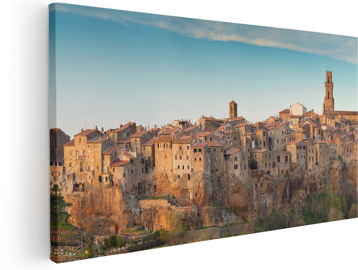 Artaza Canvas Schilderij Oude Stad in Toscane, Italië - 180x90 cm - Groot - Wanddecoratie Woonkamer - Schilderijen - Muurdecoratie