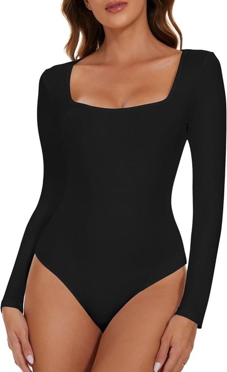 Elegante Body met Lange Mouwen en Hoekige Hals voor Dames