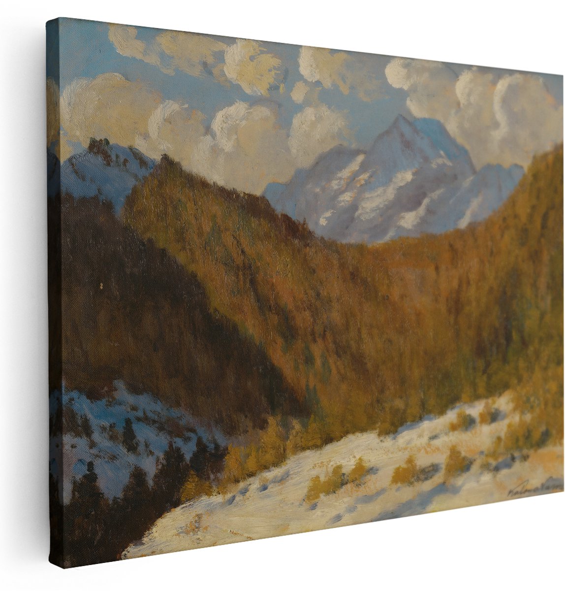 Artaza Canvas Schilderij Landschap Bergen - 160x120 cm - Groot - Wanddecoratie Natuur Herfst - Muurdecoratie Woonkamer - Schilderijen Op Canvas